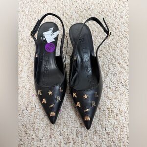 Karl Lagerfeld Black Slingback Pumps size 6.5 new without tag